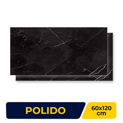 Porcelanato Polido 60x120cm Caixa 1,43m² Portobello Black Supreme Retificado - 28643E