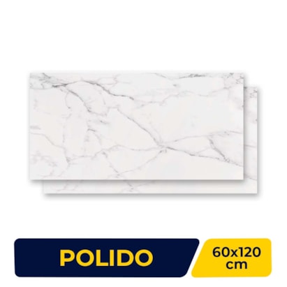 Porcelanato Polido 60x120cm Caixa 2,13m² Roca Carrara Retificado - FJJ0354011