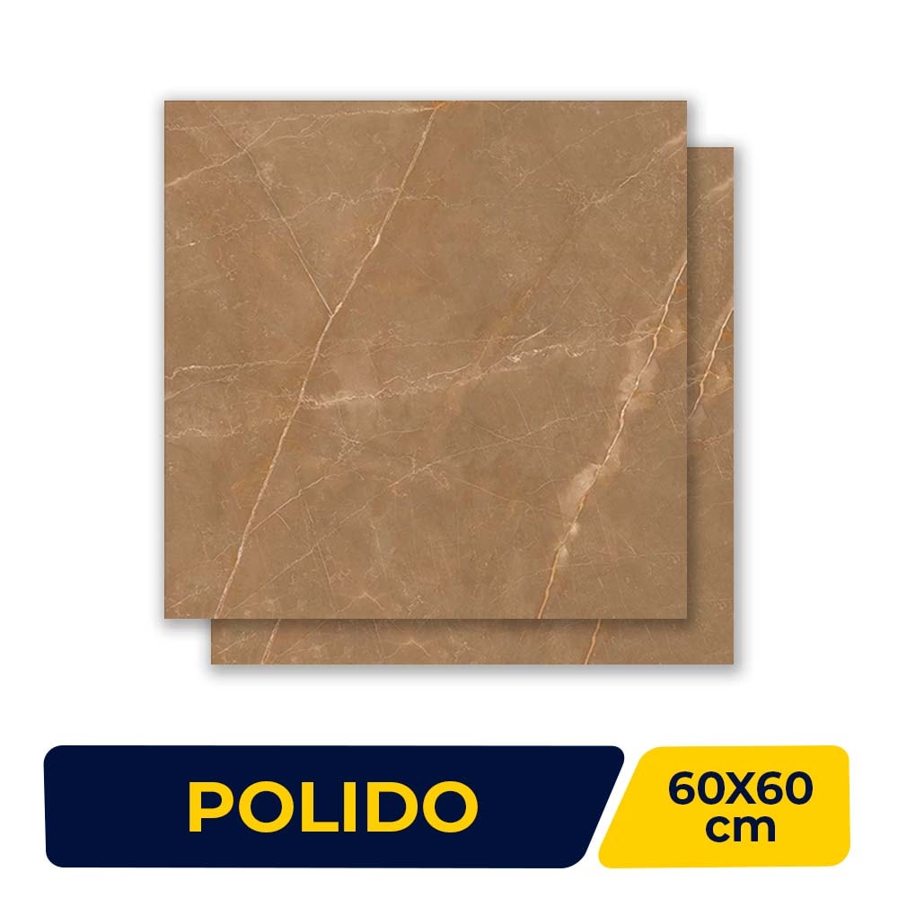 Porcelanato Polido 60x60cm Caixa 1,80m² Gaudi Armani Bronze Retificado - 81551