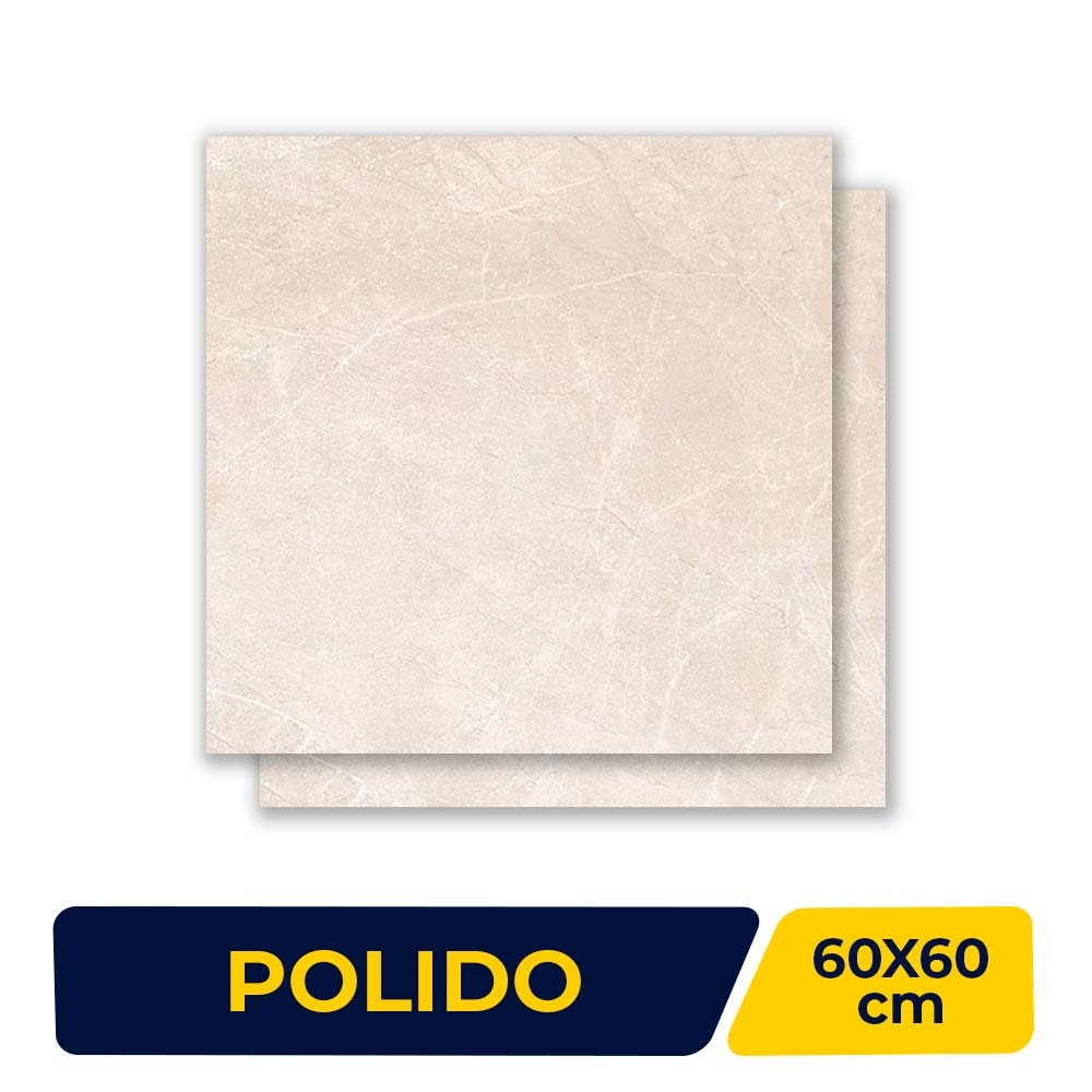 Porcelanato Polido 60x60cm Caixa 1,80m² Gaudi Simona Almond Retificado - 81601