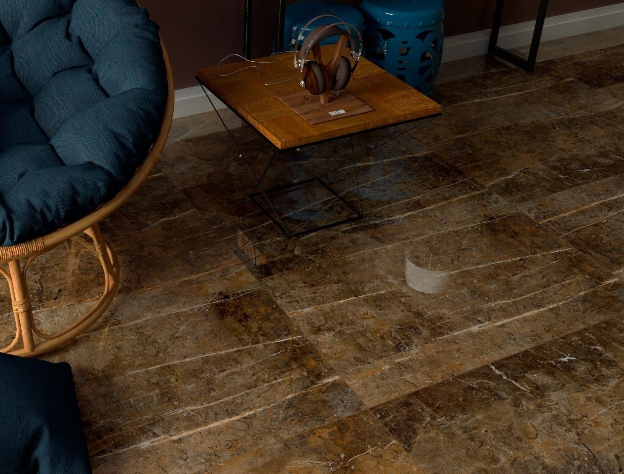 Porcelanato Polido 61x106,5cm Caixa 1,95m² Villagres Cabernet Retificado - 610025
