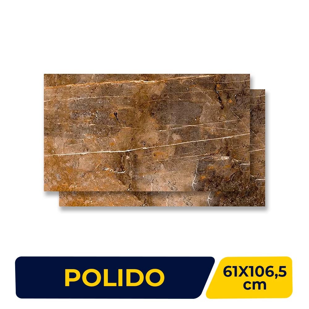 Porcelanato Polido 61x106,5cm Caixa 1,95m² Villagres Cabernet Retificado - 610025