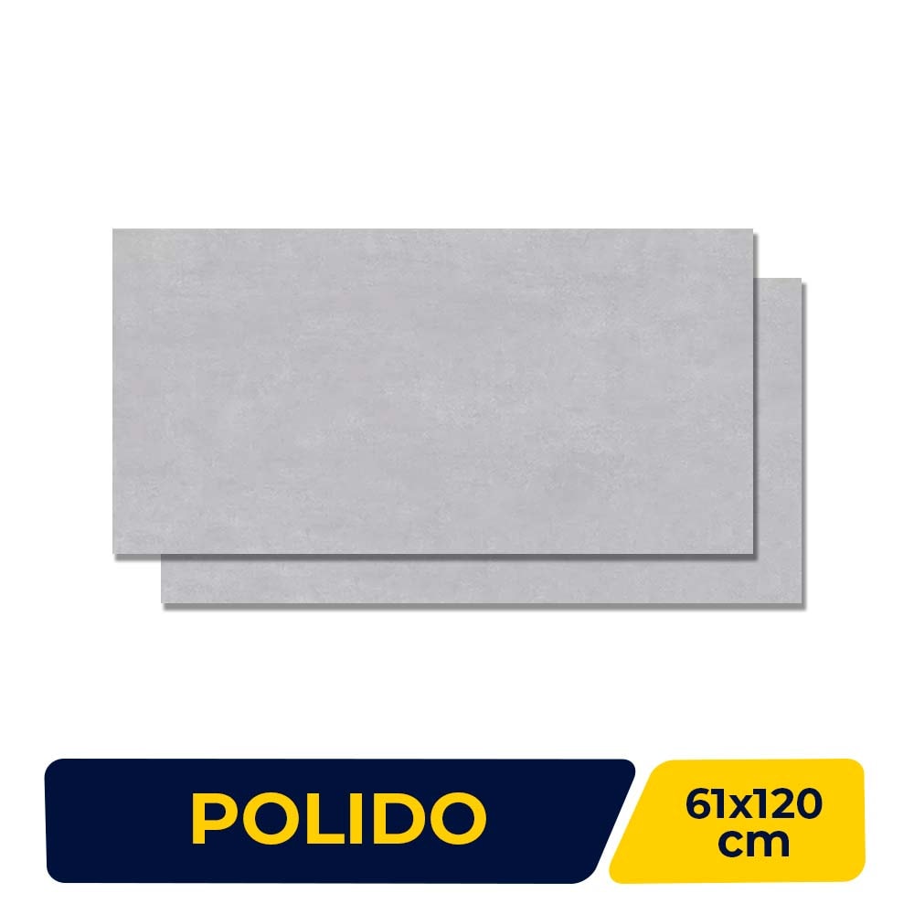 Porcelanato Polido 61X120 cm Caixa 2,20m² Damme Cimento Gris Retificado - PR12097