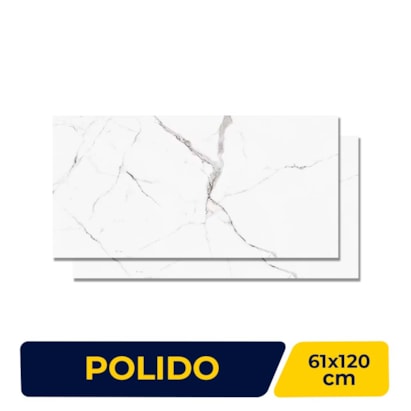 Porcelanato Polido 61x120cm Caixa 2,20m² Damme Calacata Retificado - PR12002