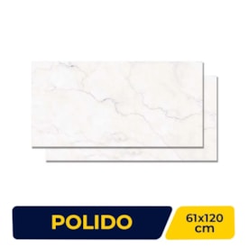 Porcelanato Polido 61x120cm Caixa 2,20m² Damme Maestro Blanc Retificado - PR12170