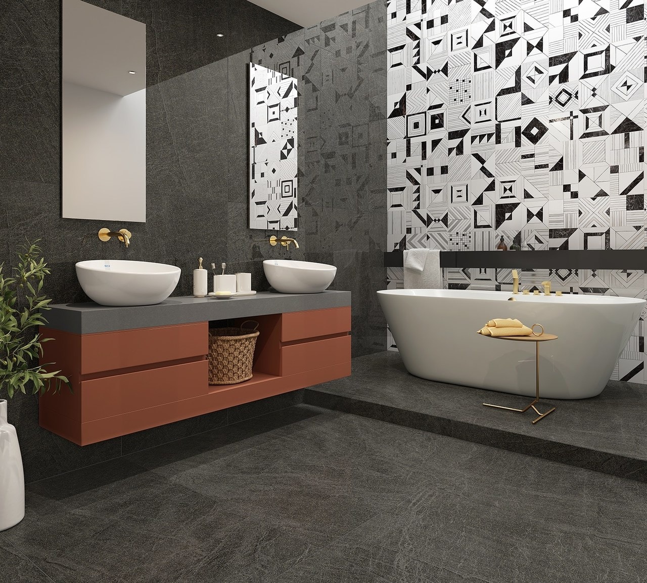 Porcelanato Polido 61x120cm Caixa 2,20m² Damme Pedra Estrela Grafite Retificado - PR12174