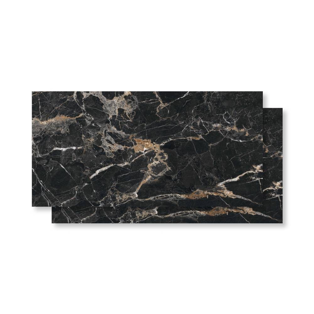 Porcelanato Polido 62x121cm Caixa 2,25m² Damme Black Gale Reitificado - PR12279