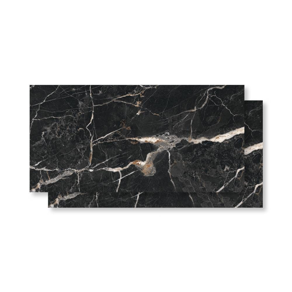 Porcelanato Polido 62x121cm Caixa 2,25m² Damme Black Gale Reitificado - PR12279