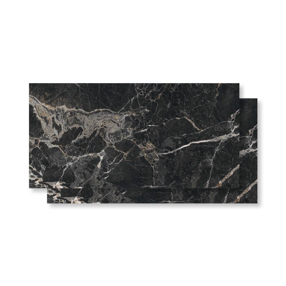 Porcelanato Polido 62x121cm Caixa 2,25m² Damme Black Gale Reitificado - PR12279