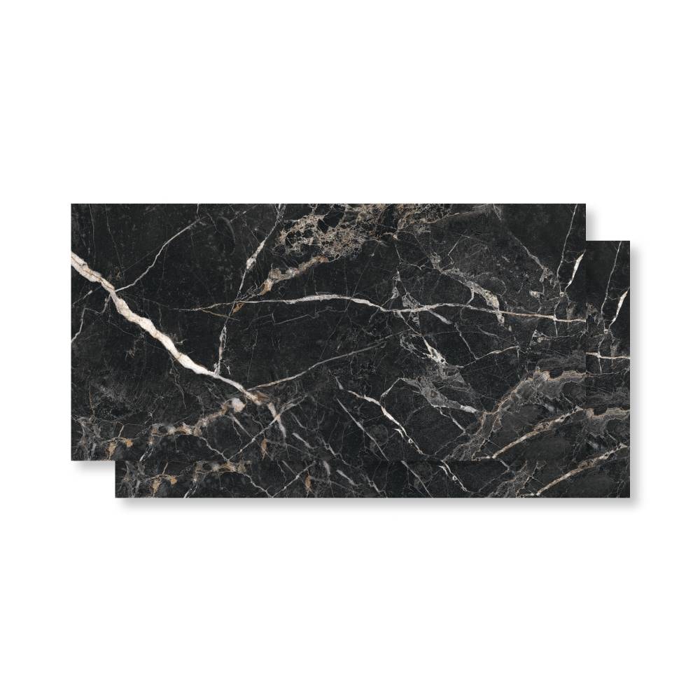 Porcelanato Polido 62x121cm Caixa 2,25m² Damme Black Gale Reitificado - PR12279