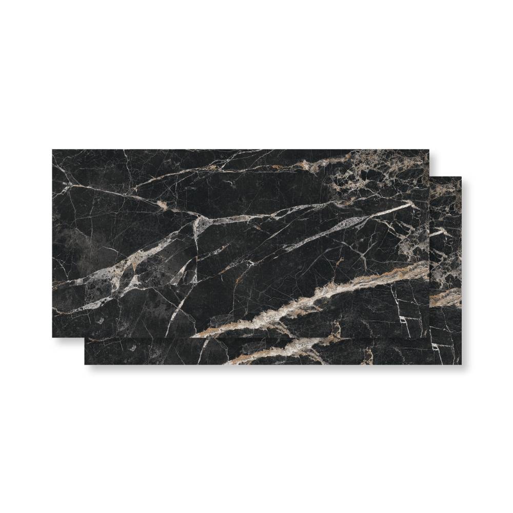 Porcelanato Polido 62x121cm Caixa 2,25m² Damme Black Gale Reitificado - PR12279