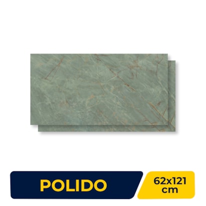 Porcelanato Polido 62x121cm Caixa 2,25m² Damme Emerald Green Retificado - PR12324