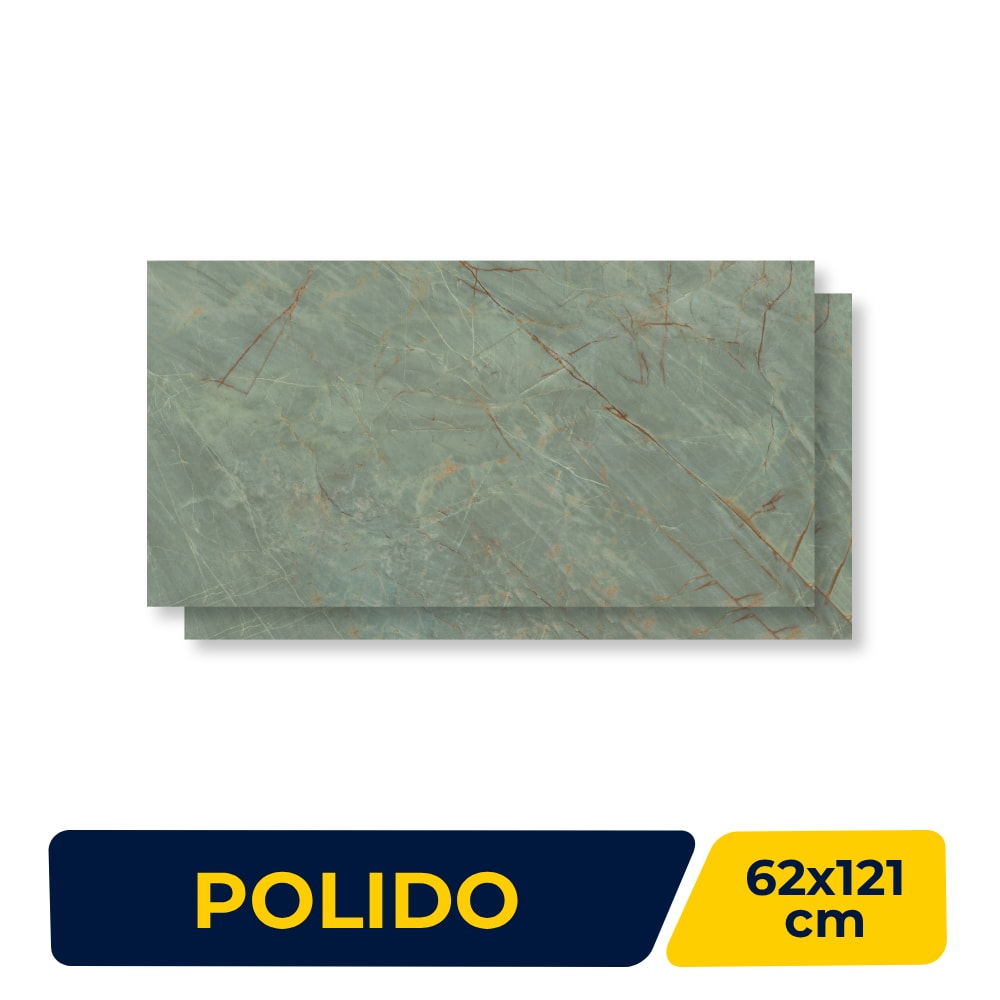 Porcelanato Polido 62x121cm Caixa 2,25m² Damme Emerald Green Retificado - PR12324