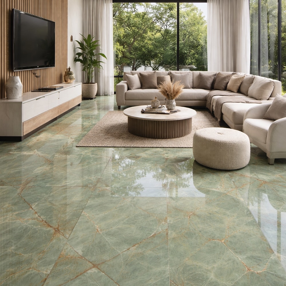 Porcelanato Polido 62x121cm Caixa 2,25m² Damme Emerald Green Retificado - PR12324