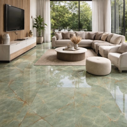 Porcelanato Polido 62x121cm Caixa 2,25m² Damme Emerald Green Retificado - PR12324