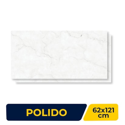 Porcelanato Polido 62x121cm Caixa 2,25m² Damme Maestro Blanc Retificado - PR12170