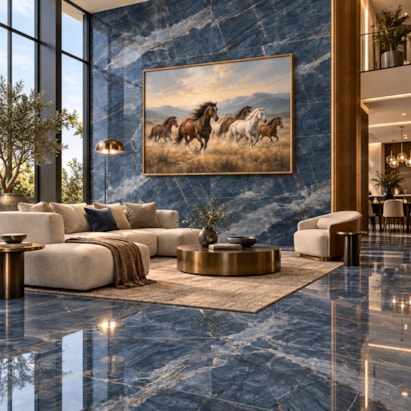 Porcelanato Polido 62x121cm Caixa 2,25m² Damme Ocean Blue Retificado - PR12233