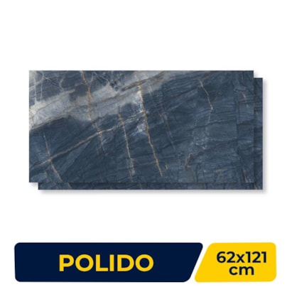 Porcelanato Polido 62x121cm Caixa 2,25m² Damme Ocean Blue Retificado - PR12233