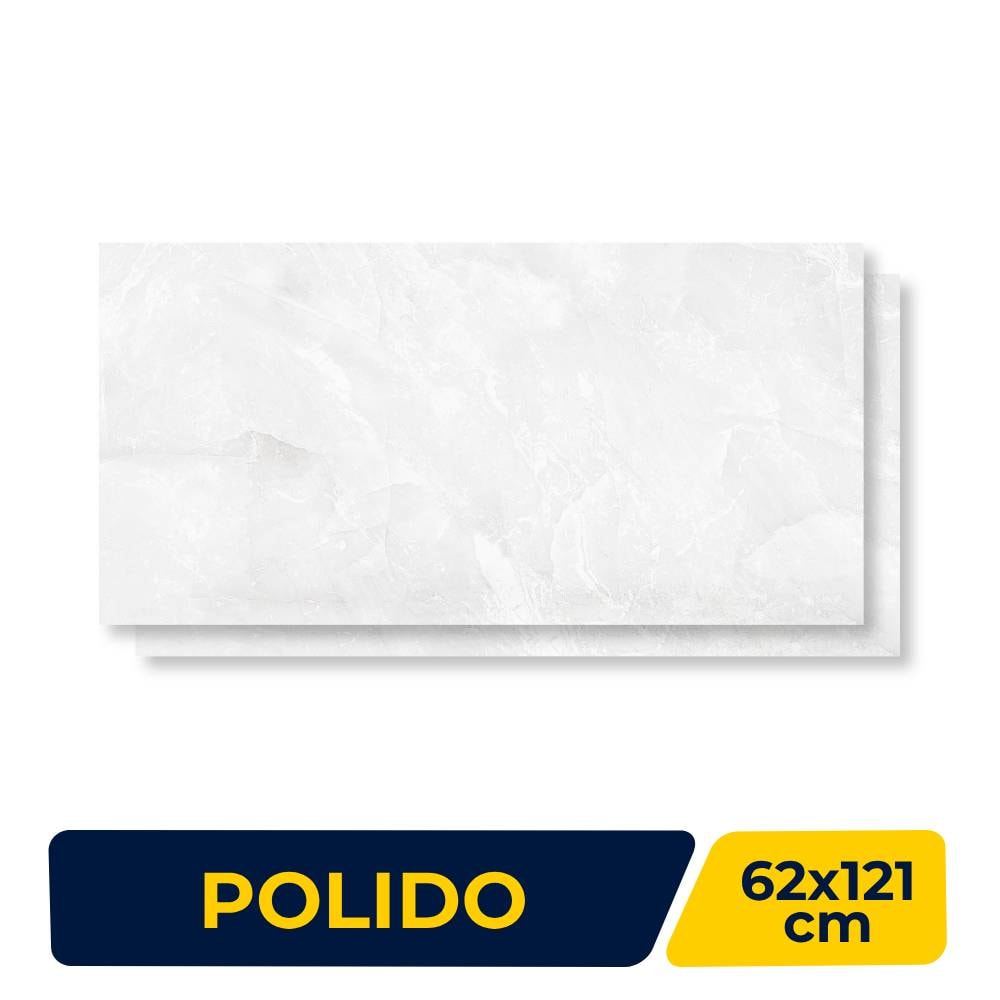 Porcelanato Polido 62x121cm Caixa 2,25m² Damme Onix Bianco Retificado - PR12230