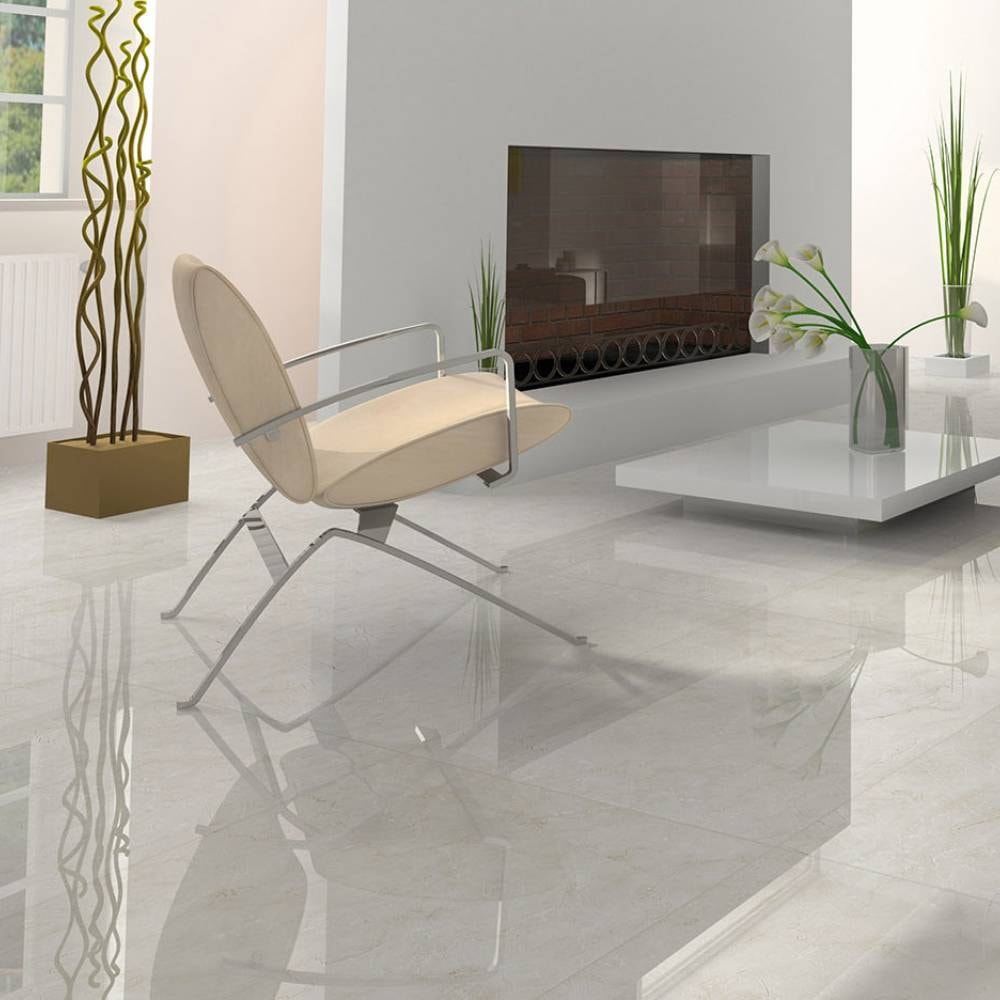 Porcelanato Polido 70x70cm Caixa 2,44m² Delta Crema Marfim Retificado - 2313
