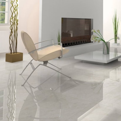 Porcelanato Polido 70x70cm Caixa 2,44m² Delta Crema Marfim Retificado - 2313-A