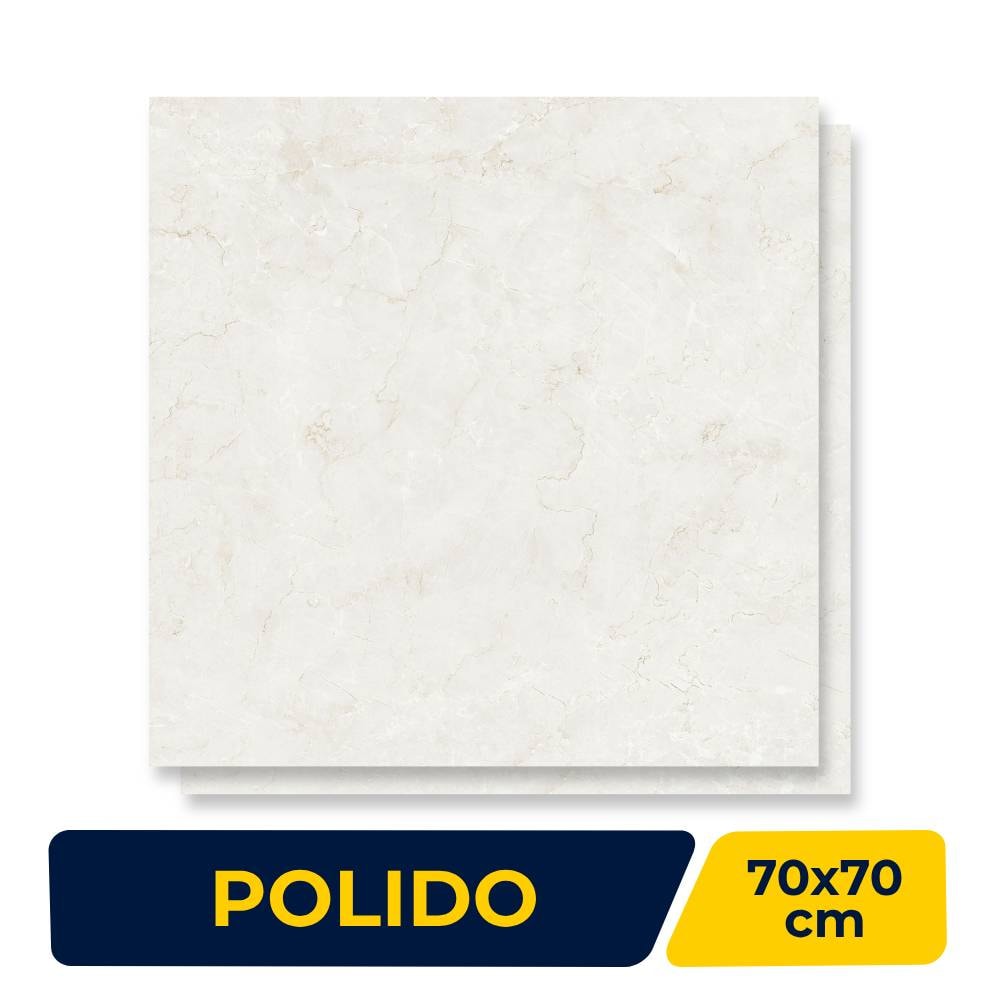 Porcelanato Polido 70x70cm Caixa 2,44m² Delta Crema Marfim Retificado - 2313-A