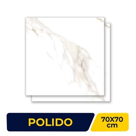 Porcelanato Polido 70x70cm Caixa 2,44m² Delta Marmo Douro Retificado - 2316
