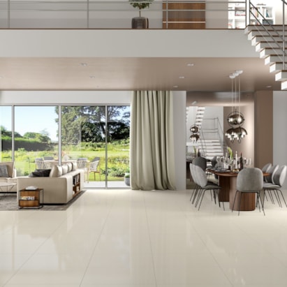 Porcelanato Polido 71x71cm Caixa 2,52m² ViaRosa Classic Marfil Retificado - PTR71102