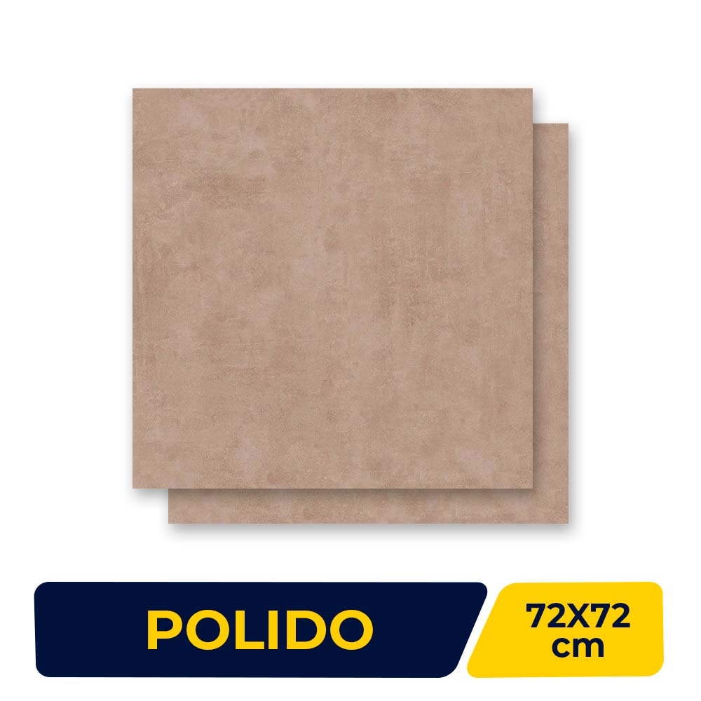 Porcelanato Polido 72x72cm Caixa 1,51m² Viarosa Metropole Mocca Retificado - PTR71067