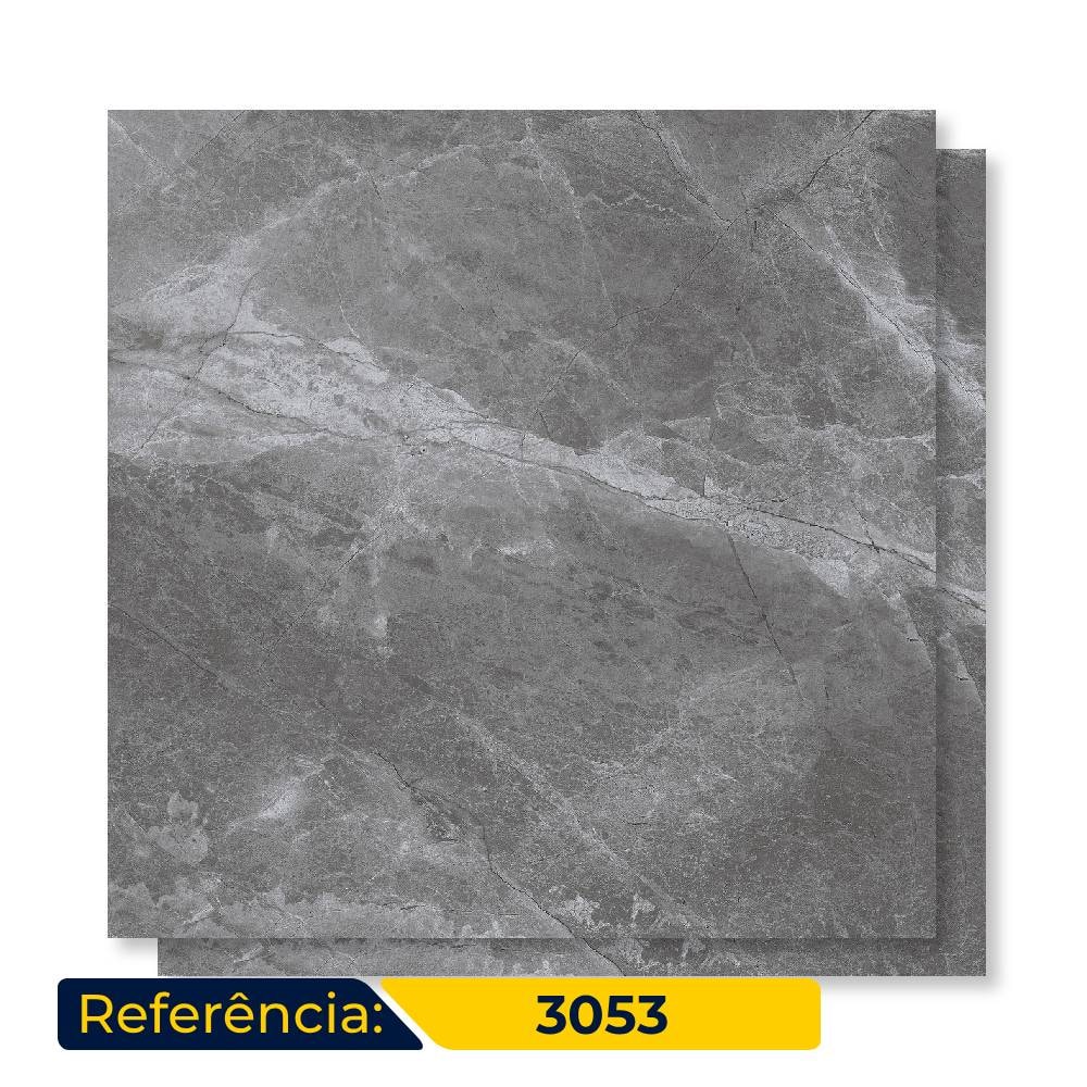 Porcelanato Polido 72x72cm Caixa 2,61m² Delta Fuji Grafite Retificado - 3053