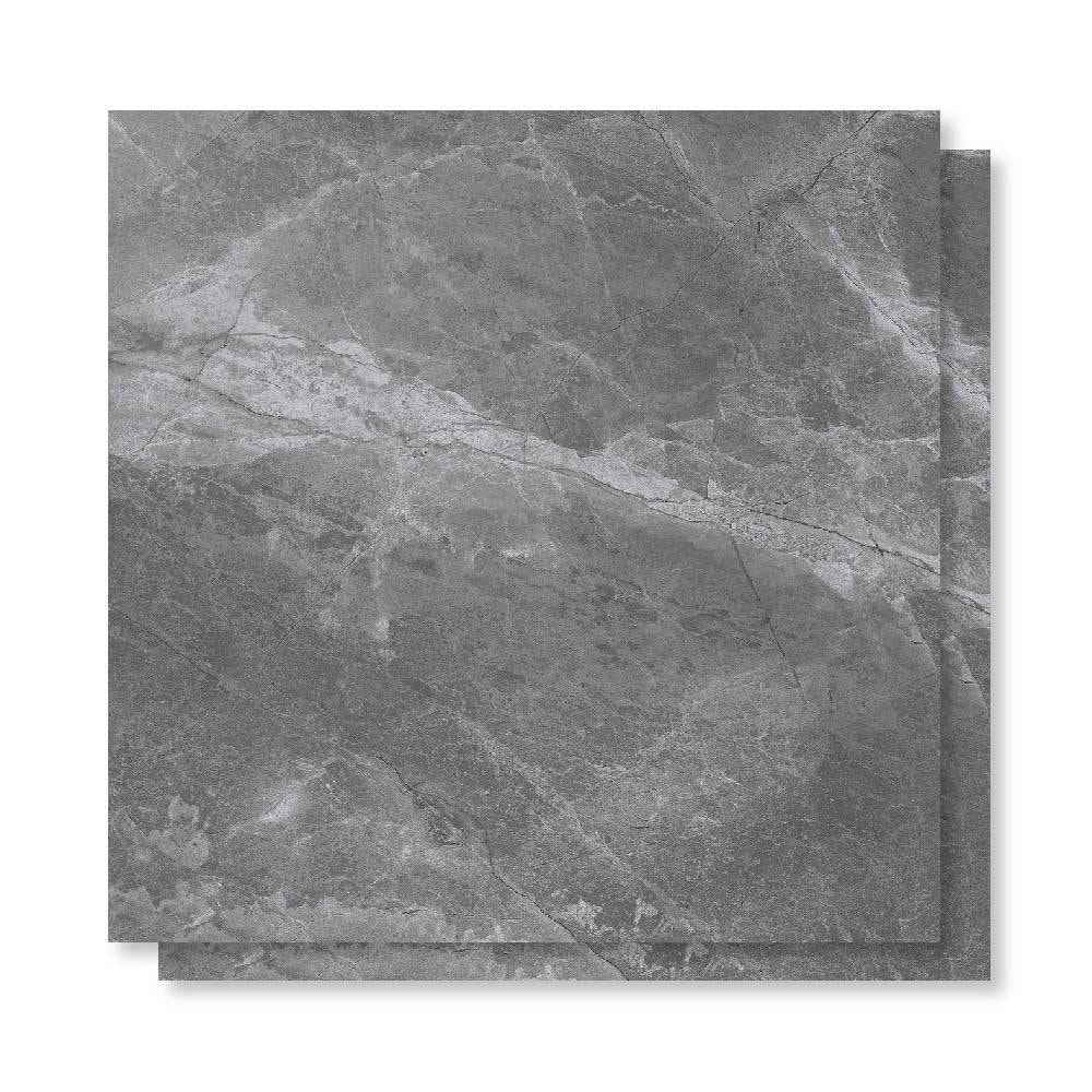 Porcelanato Polido 72x72cm Caixa 2,61m² Delta Fuji Grafite Retificado - 3053