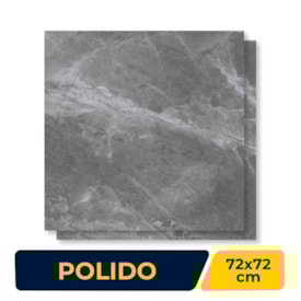 Porcelanato Polido 72x72cm Caixa 2,61m² Delta Fuji Grafite Retificado - 3053
