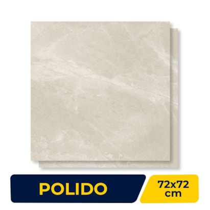 Porcelanato Polido 72x72cm Caixa 2,61m² Delta Fuji Sand Retificado - 3054