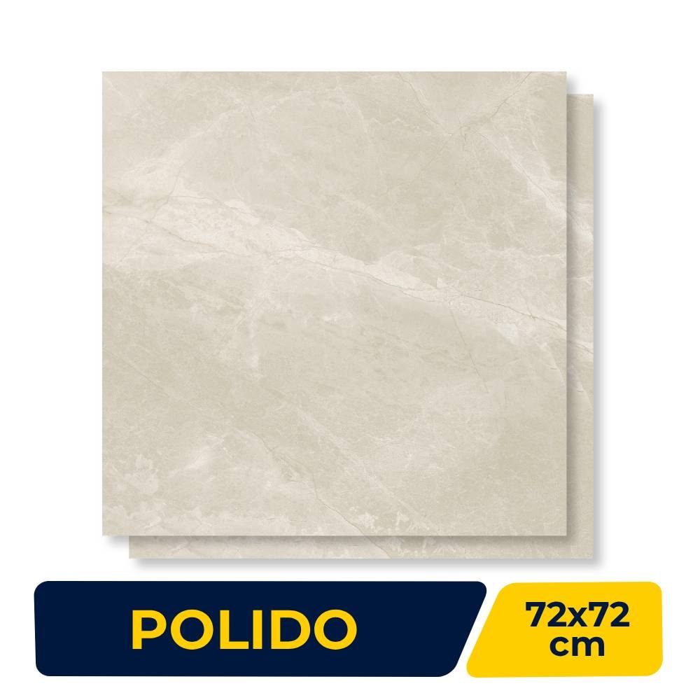 Porcelanato Polido 72x72cm Caixa 2,61m² Delta Fuji Sand Retificado - 3054
