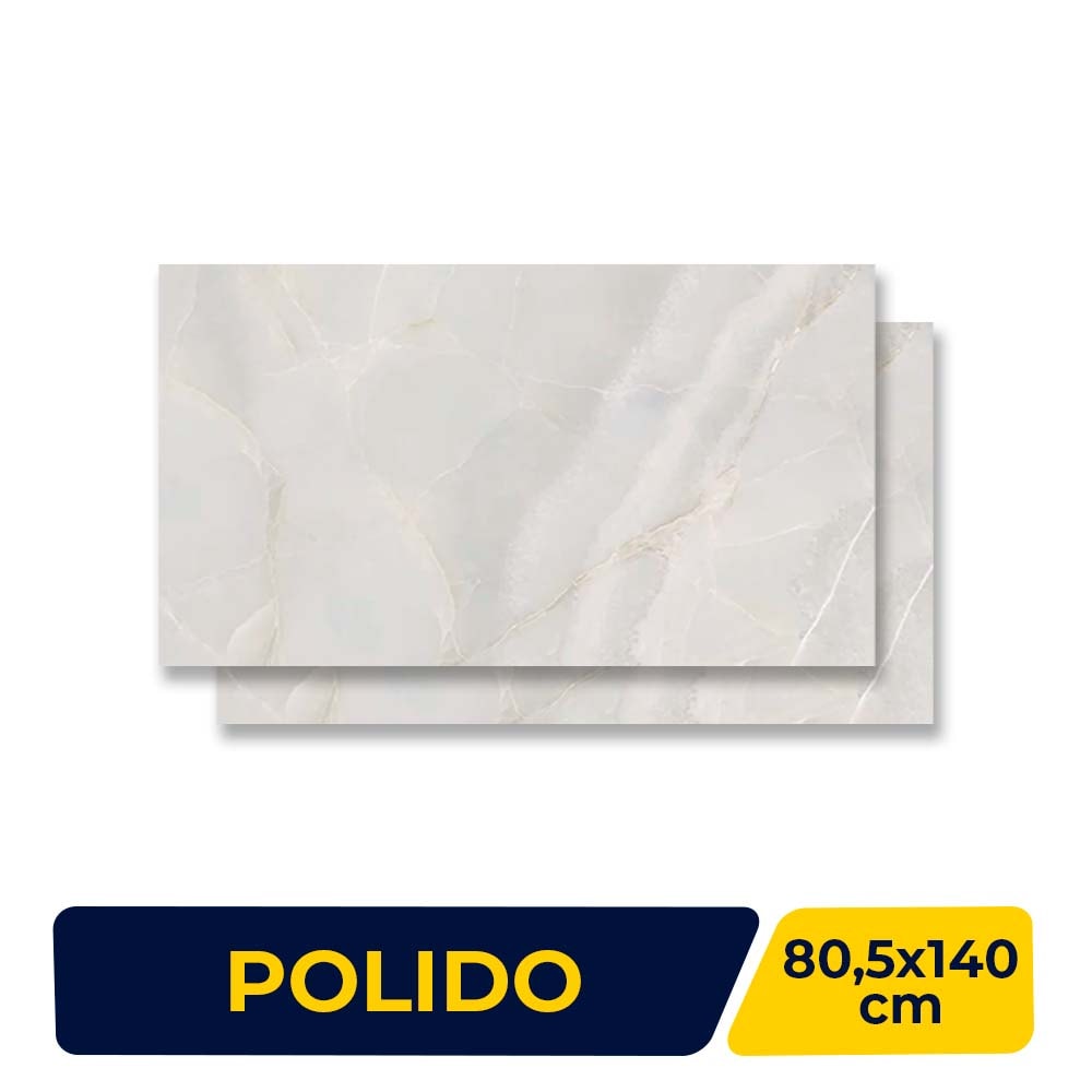 Porcelanato Polido 80.5x140cm Caixa 2,25cm Villagres Lumina Retificado - 800028