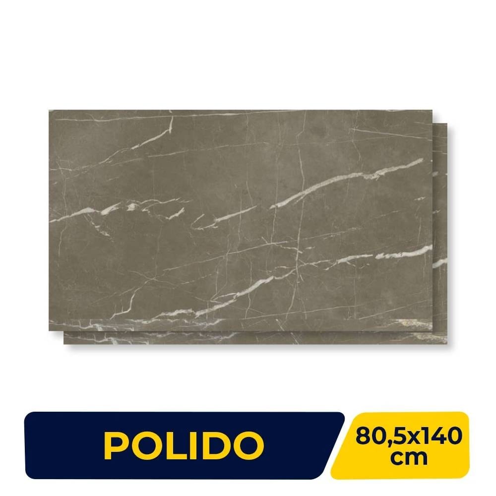 Porcelanato Polido 80,5x140cm Caixa 2,25m² Villagres Amani Bronze Retificado - 800013