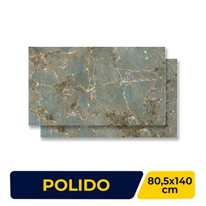 Porcelanato Polido 80,5x140cm Caixa 2,25m² Villagres Amazonita Retificado - 800014