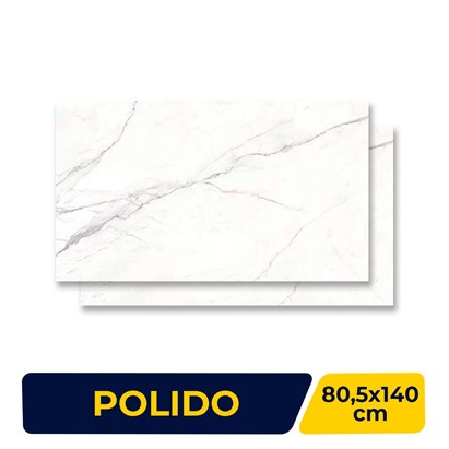 Porcelanato Polido 80,5x140cm Caixa 2,25m² Villagres Castellamare Bianco Retificado - 800006