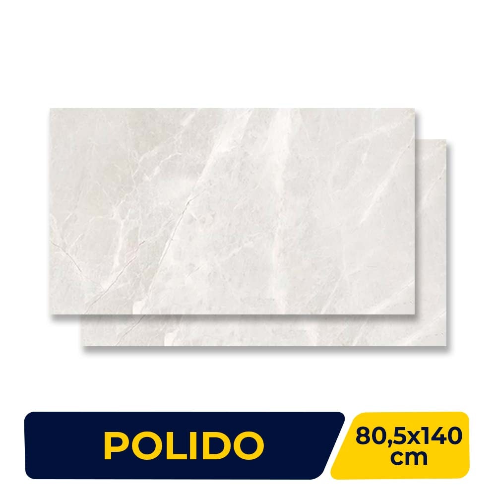Porcelanato Polido 80,5x140cm Caixa 2,25m² Villagres Monte Bianco Retificado - 800021