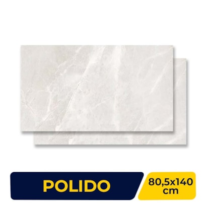 Porcelanato Polido 80,5x140cm Caixa 2,25m² Villagres Monte Bianco Retificado - 800021