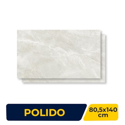 Porcelanato Polido 80,5x140cm Caixa 2,25m² Villagres Monte Bianco Retificado - 800021
