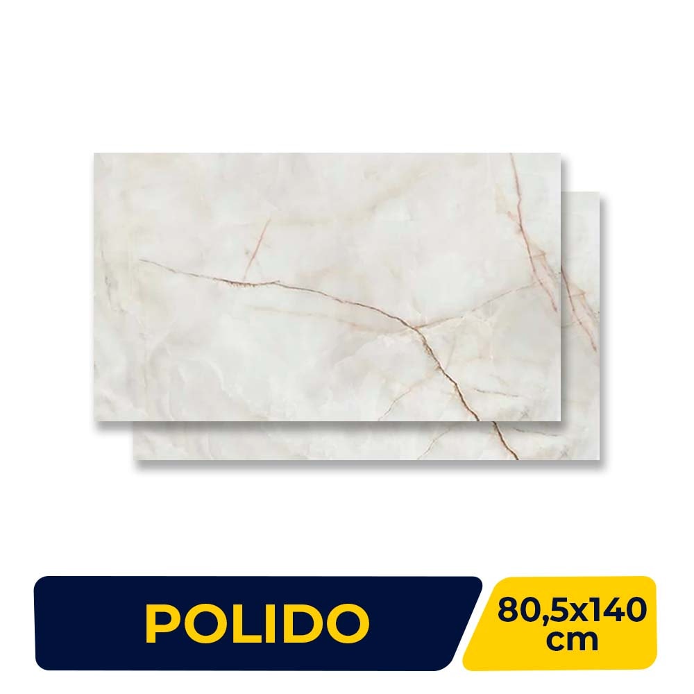 Porcelanato Polido 80,5x140cm Caixa 2,25m² Villagres Palazzo Ducale Retificado - 800005