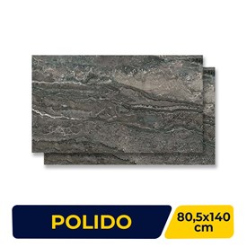 Porcelanato Polido 80,5x140cm Caixa 2,25m² Villagres Travertino Titanium Retificado - 800024
