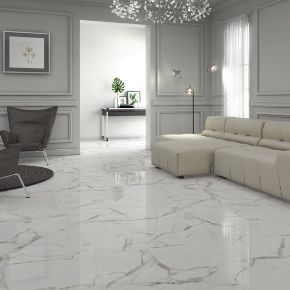 Porcelanato Polido 82X82cm Caixa 2,02m² Damme Calacata Retificado - PR82002