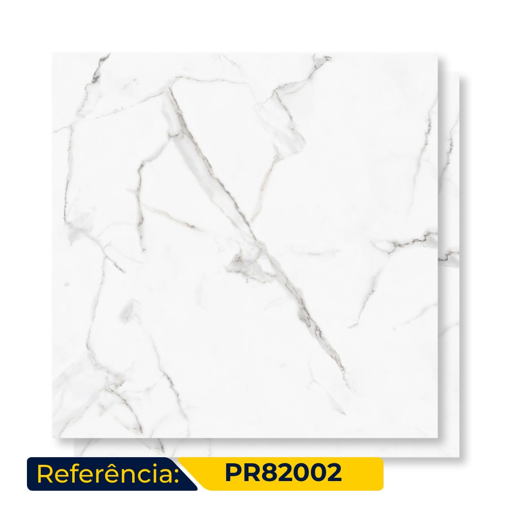 Porcelanato Polido 82X82cm Caixa 2,02m² Damme Calacata Retificado - PR82002