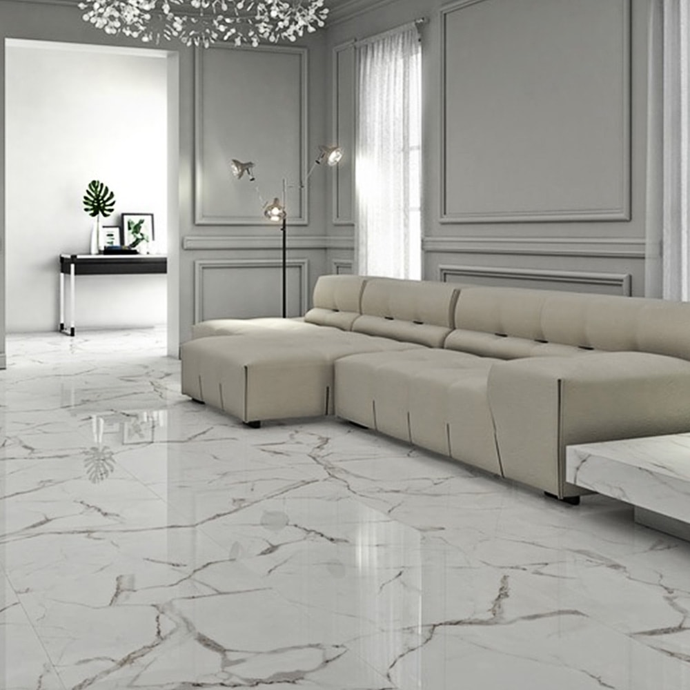 Porcelanato Polido 82X82cm Caixa 2,02m² Damme Calacata Retificado - PR82002