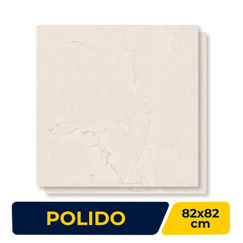 Porcelanato Polido 82x82cm Caixa 2,02m² Damme Crema Natura Retificado - PR82197