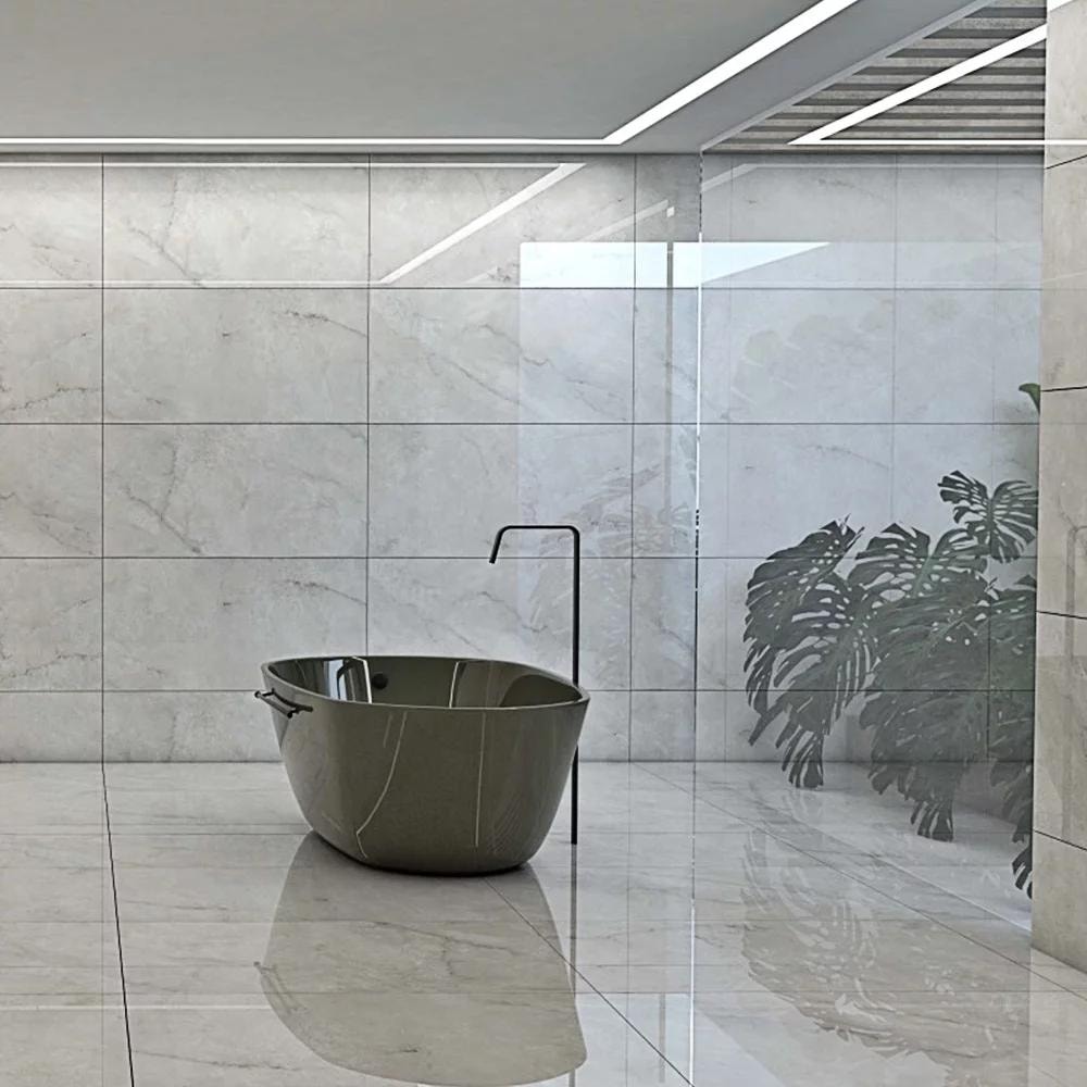 Porcelanato Polido 82x82cm Caixa 2,02m² Damme Magdal Ice Retificado - PR82185