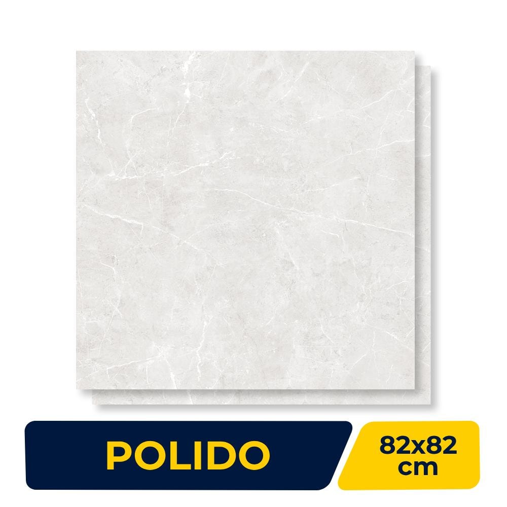 Porcelanato Polido 82x82cm Caixa 2,02m² Damme Magdal Ice Retificado - PR82185