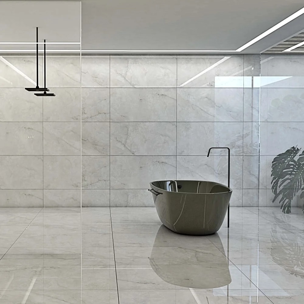 Porcelanato Polido 82X82cm Caixa 2,02m² Damme Onix Ice Retificado - PR82105
